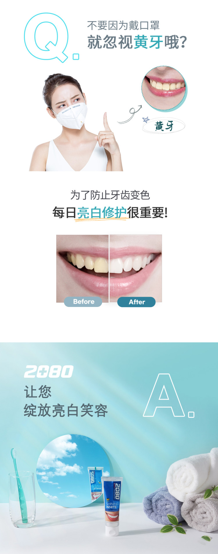 爱敬 2080原装进口炫白牙膏组合4支 图4