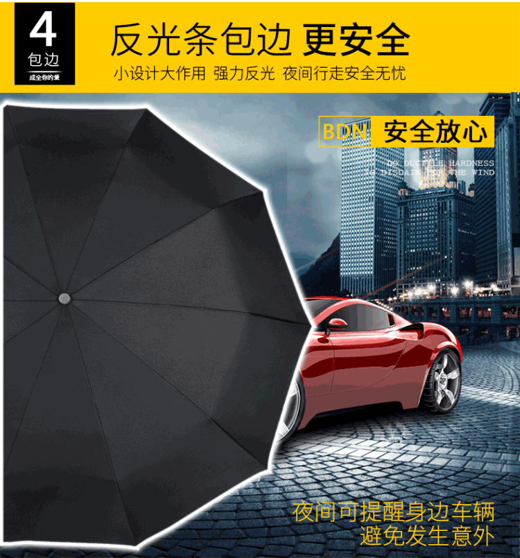 宝迪妮 抗强风全自动伞 铝合金+玻纤骨架 图5