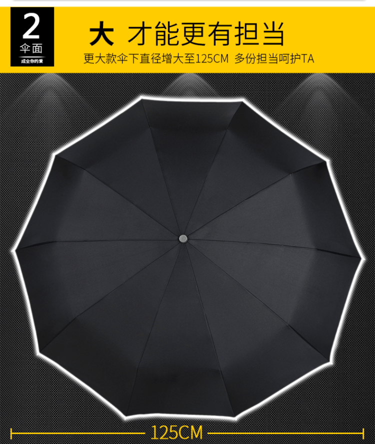 宝迪妮 抗强风全自动伞 铝合金+玻纤骨架 图3