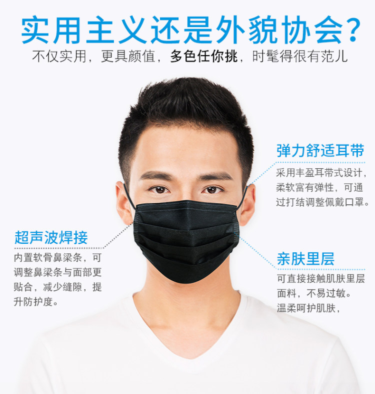 出口白名单 格林特卫 一次性口罩50支*3盒 图3