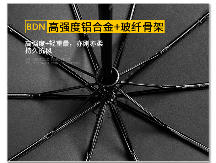 宝迪妮 抗强风全自动伞 铝合金+玻纤骨架 图1