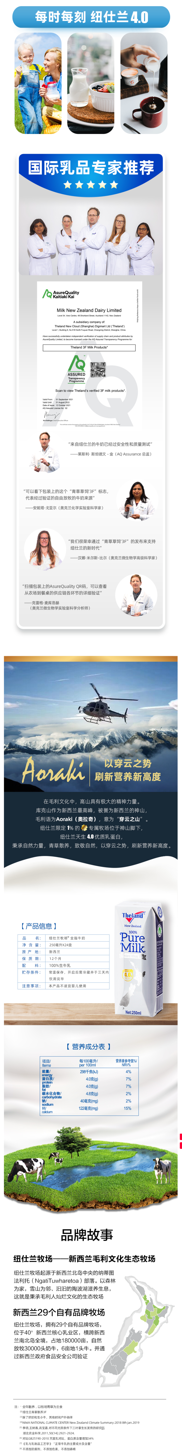 新西兰原装进口 纽仕兰 4.0g乳蛋白全脂纯牛奶 250ml*24盒 图4