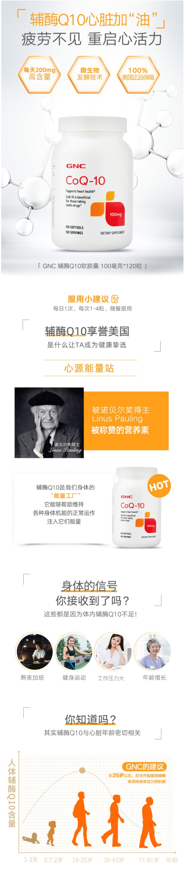 健安喜 GNC 辅酶Q10软胶囊 100mg*120粒 图1