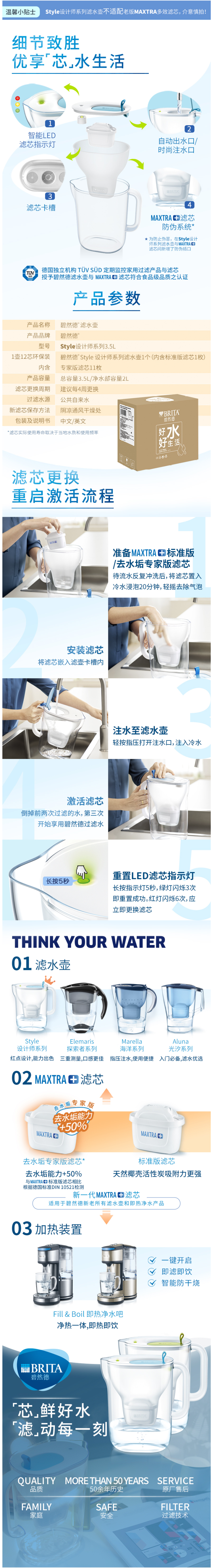碧然德 第三代 MAXTRA+ 去水垢专家版 滤芯 12枚+滤水壶 图6