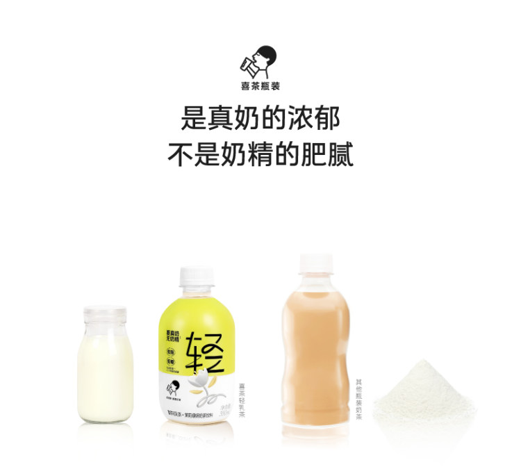 喜茶 轻乳茶低糖牛乳茶 350ml*15瓶 图2
