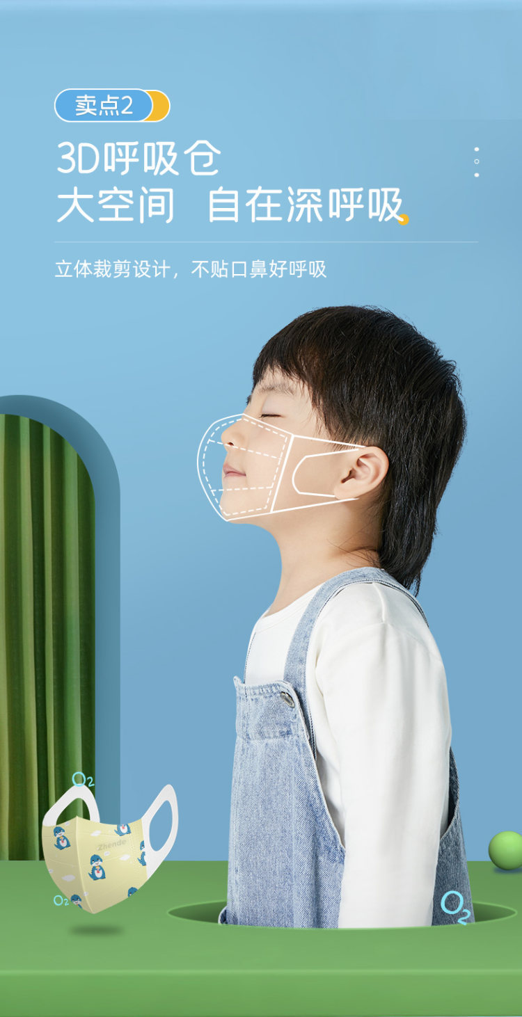 振德 儿童3d立体萌趣一次性口罩男童女孩 60支 图6