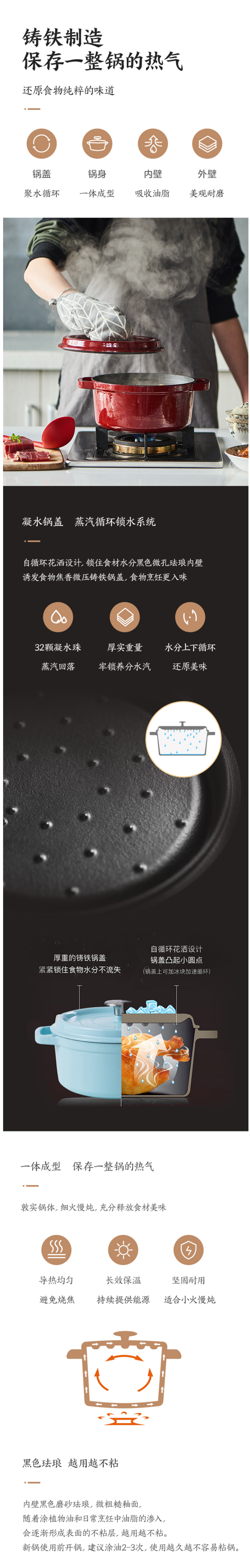网易严选 日本进口高光珐琅涂层 高颜值珐琅铸铁锅 22cm/2.5L 图2