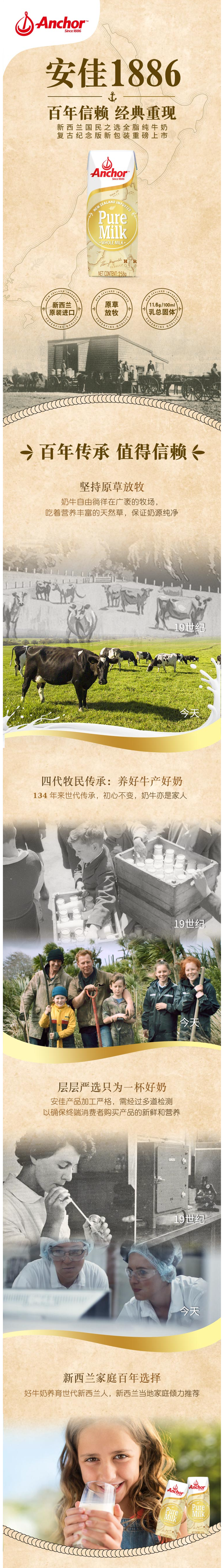 天猫超市 新西兰安佳 全脂牛奶 258g*24盒 整箱装 图1