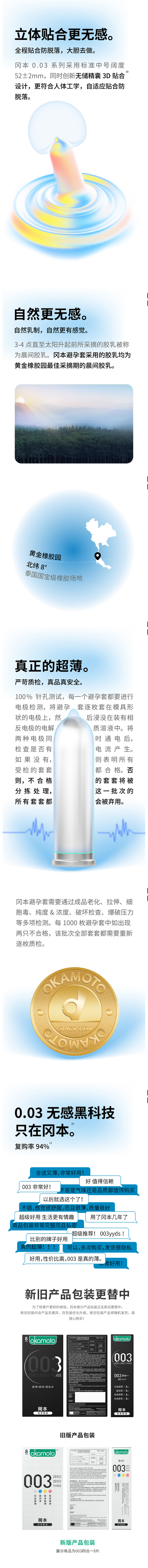 日本原装进口 冈本 最热销Skin肤感系列 超薄003安全套 8片+10片 图4