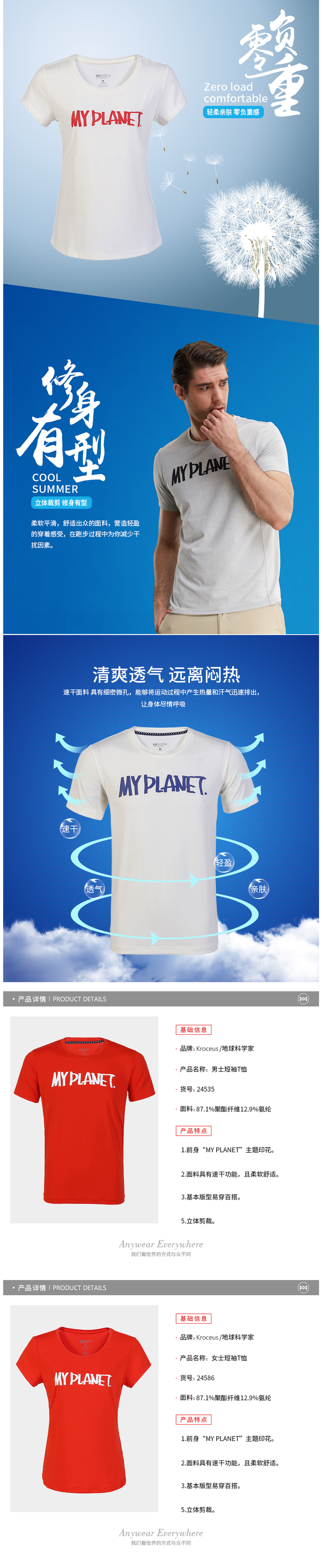 地球科学家 女修身速干透气印花T恤 图2