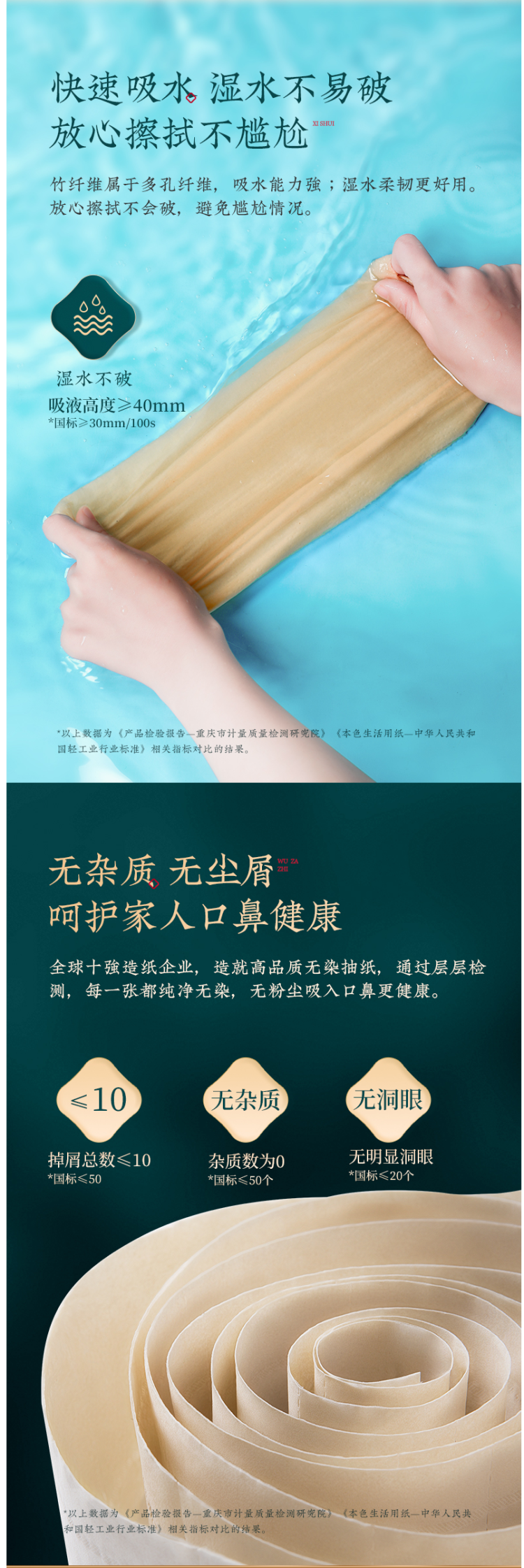 无染 食品级竹浆本色抽纸 3层*100抽*32包 抑菌率98% 图9