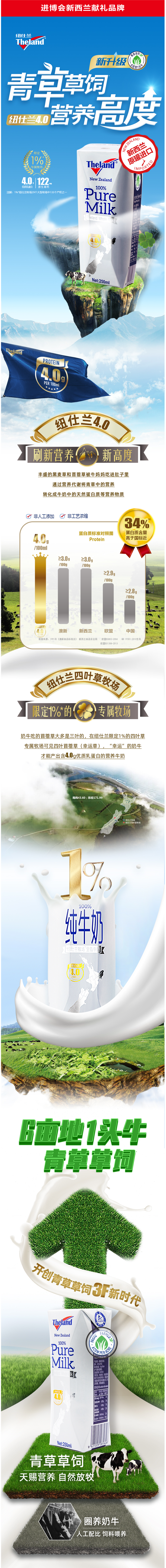 新西兰原装进口 纽仕兰 4.0g乳蛋白全脂纯牛奶 250ml*24盒 图2