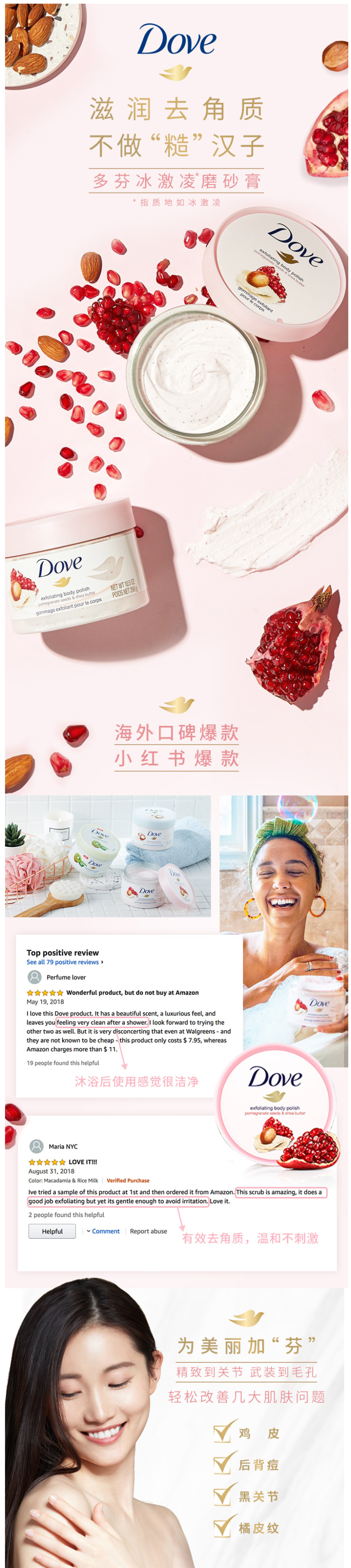 多芬Dove 石榴籽和乳木果冰淇凌身体乳 298g 改善肌肤暗沉 图1