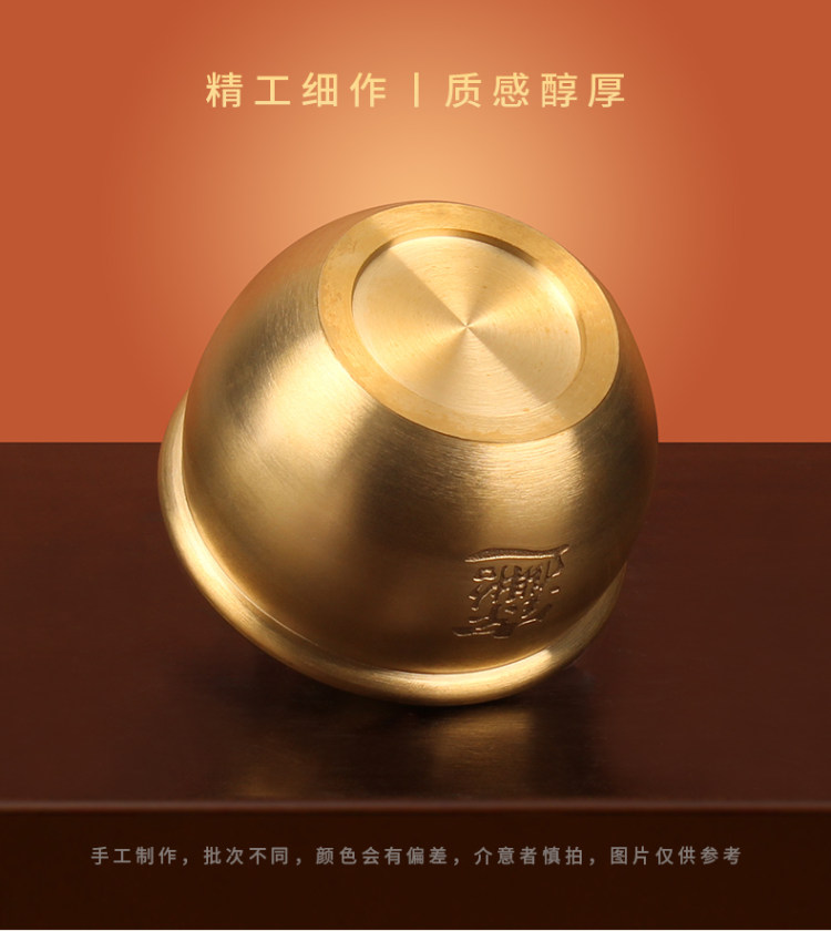 《百福缸》 纯黄铜米缸摆件 图6
