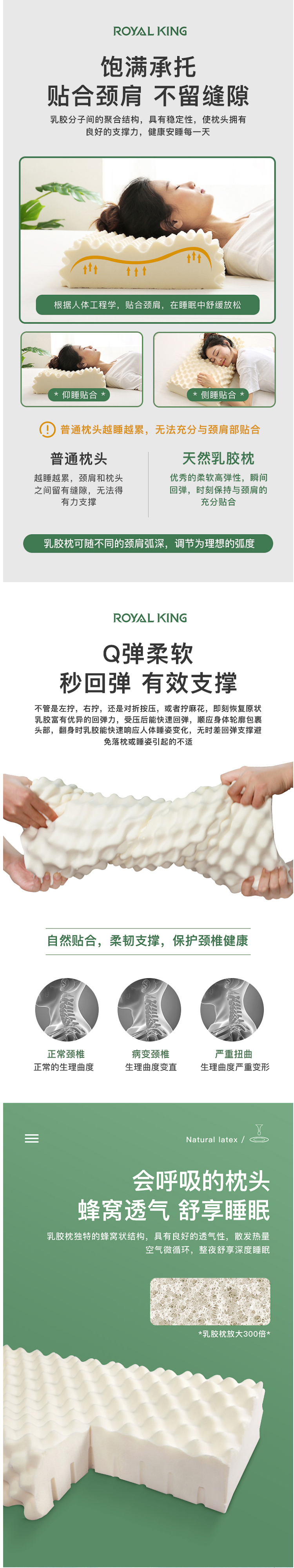 泰国原装进口 Royal King 天然乳胶枕 93%天然乳胶含量 图3