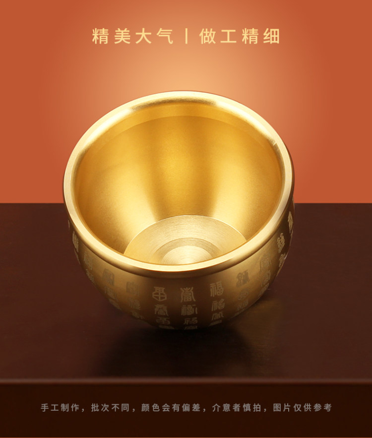 《百福缸》 纯黄铜米缸摆件 图8
