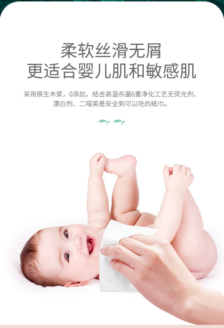 婴幼儿玻尿酸乳霜纸云柔巾80抽*16包 图3