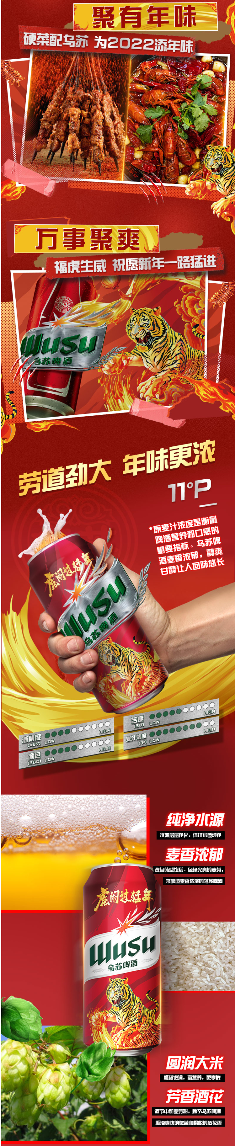 新疆啤酒 大红乌苏啤酒 虎年罐 500ml*12瓶 图2