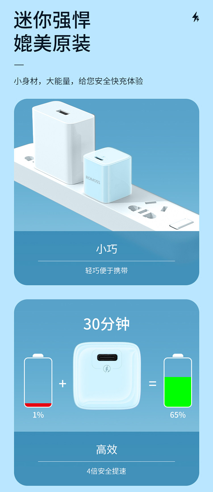 罗马仕PD快充20W苹果充电头 图3