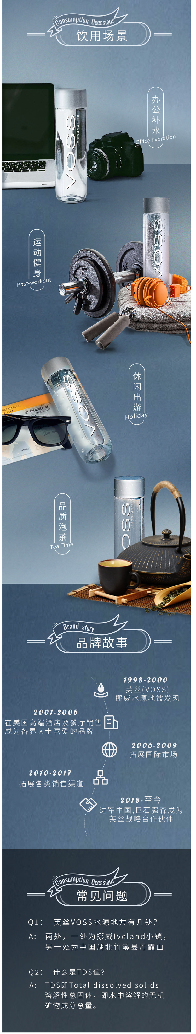 世界顶级饮用水 芙丝 Voss 高锶低钠弱碱 天然矿泉水 500ml*24瓶 图2