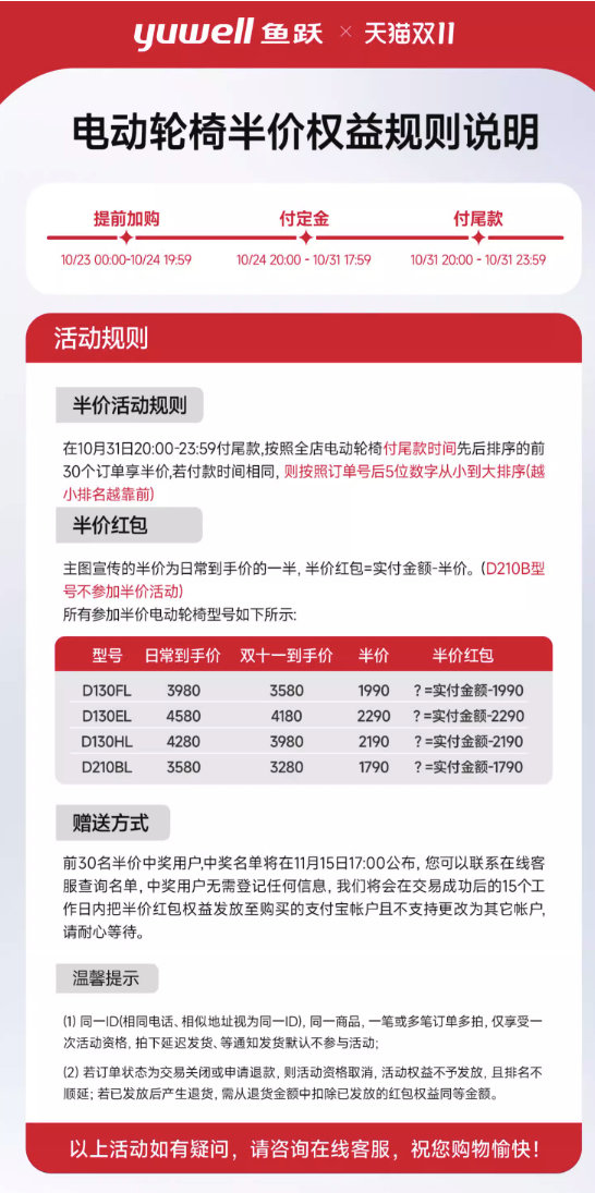 yuwell 鱼跃 D130FL 电动轮椅车智能全自动