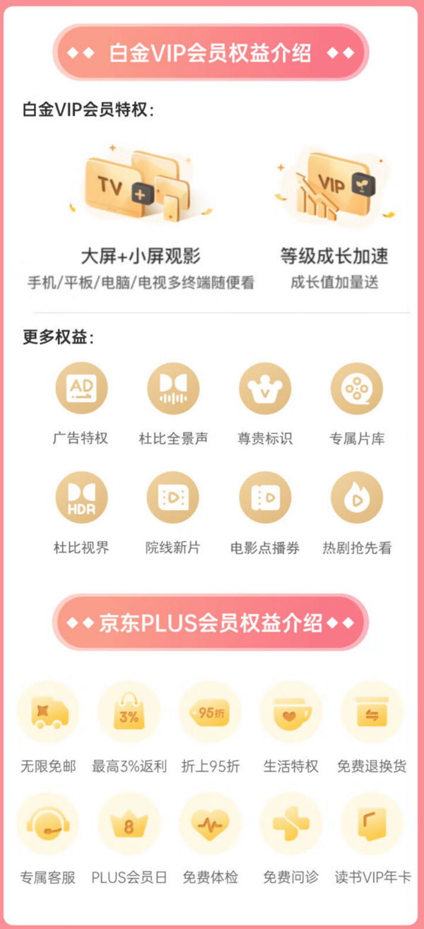 iQIYI 爱奇艺 白金会员360天+黄金会员5天+京东PLUS年卡+10元京东E卡
