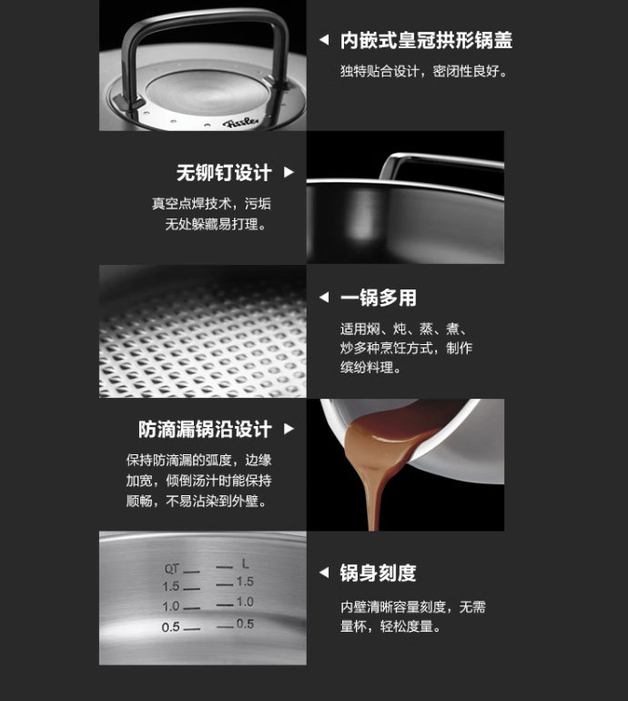 Fissler 菲仕乐 Original-Profi雅格系列 Ø28cm加深不锈钢双耳炒锅3L1108.3元（天猫旗舰店折后1859元）
