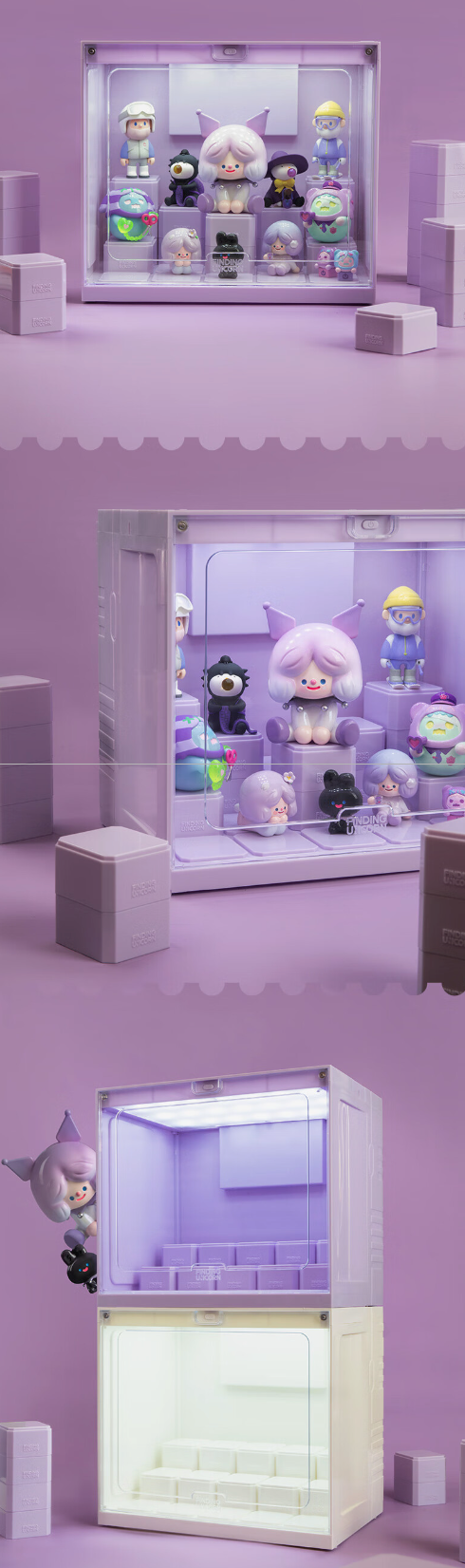 FINDING UNICORN 寻找独角兽 盒心玩家手办展示收纳亚克力盒墙 紫色