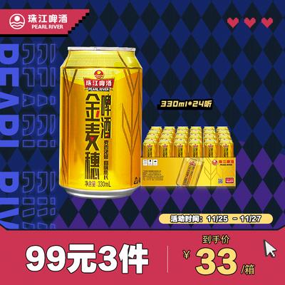 珠江啤酒10度珠江金麥穗啤酒330ml24聽整箱裝