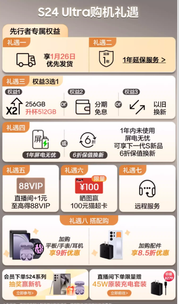 SAMSUNG 三星 Galaxy S24 Ultra 5G智能手机 12GB+256GB
