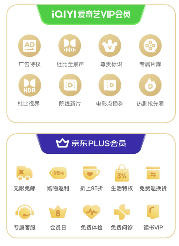 iQIYI 爱奇艺 黄金会员年卡+京东PLUS会员年卡