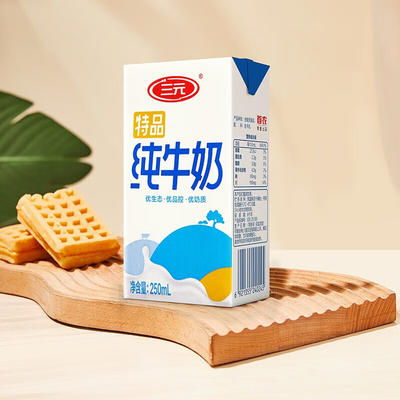 三元特品鲜牛奶瓶装图片