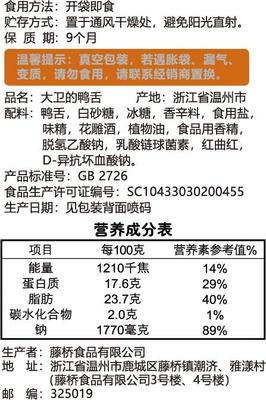 鸭肫营养成分表图片