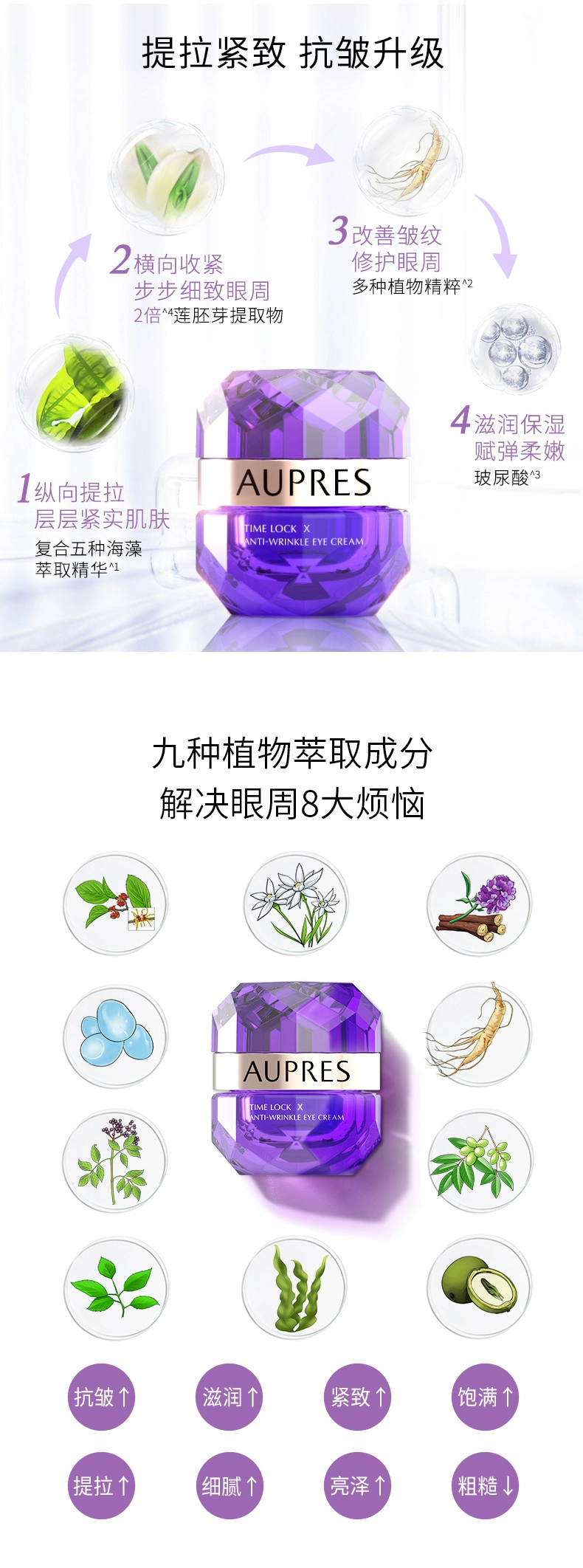 AUPRES 欧珀莱 小紫钻 时光锁抗皱紧实眼霜20g 赠正装20g+精华液10g+紧致乳20ml 199元包邮 买手党-买手聚集的地方