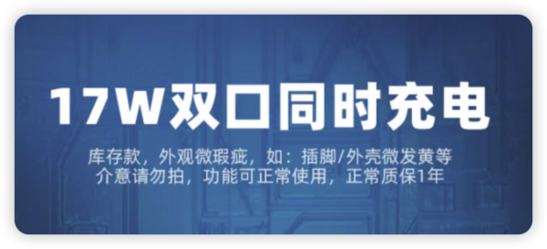 星系源 17W USB口充电器 双口 外观瑕疵款