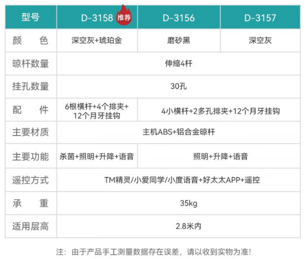 HOTATA 好太太 D-3157 电动晾衣架 深空灰