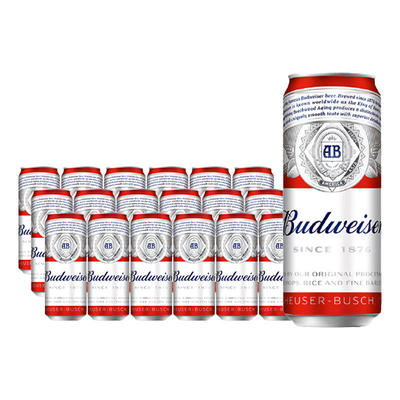 百亿补贴:budweiser 百威 啤酒经典醇正500ml*18罐装 无手提袋 大罐屯