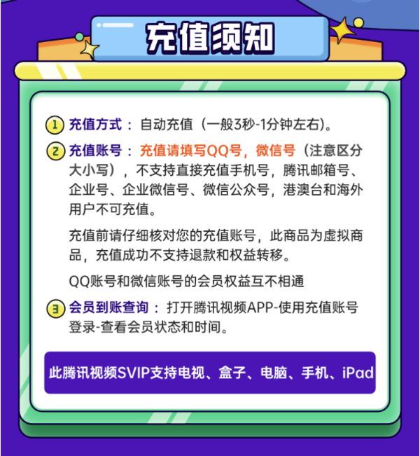 Tencent Video 腾讯视频 SVIP会员季卡 3个月