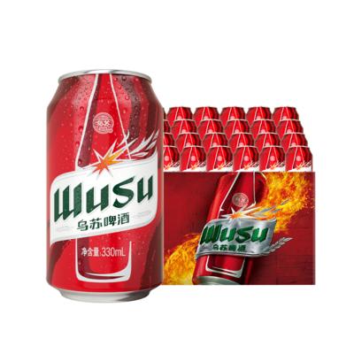 wusu 乌苏啤酒 红乌苏 国产拉格烈性罐装啤酒整箱 330ml 24罐