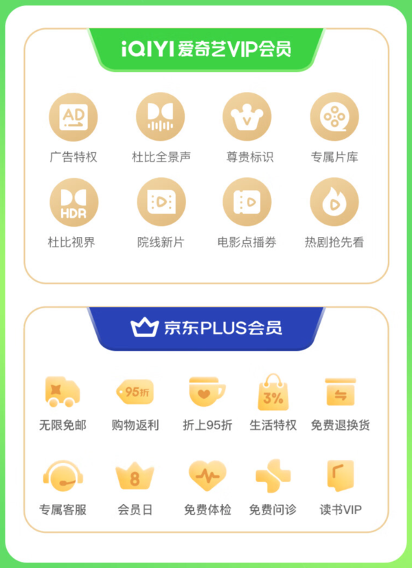 iQIYI 爱奇艺 黄金年卡+京东PLUS年卡