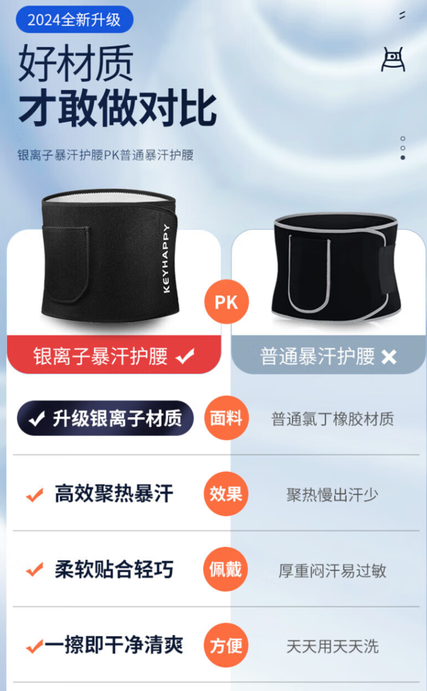 KEYHAPPY 银膜暴汗款 护腰带 （可放手机）