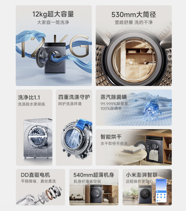 MIJIA 米家 超净洗Pro XHQG120MJ302 洗烘一体机 12公斤