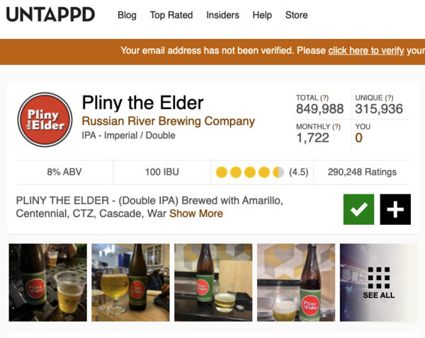 Russian River 俄罗斯河 老普林尼（普林尼一世） 双倍IPA啤酒 510ml 单瓶装