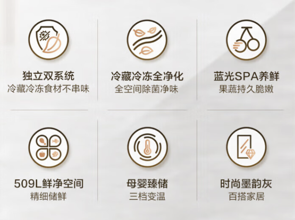 Ronshen 容声 离子净味系列 LB050900101J 风冷多门冰箱 509升 墨韵灰