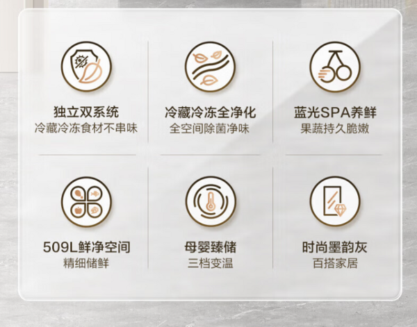 Ronshen 容声 离子净味系列 LB050900101J 风冷多门冰箱 509升 墨韵灰
