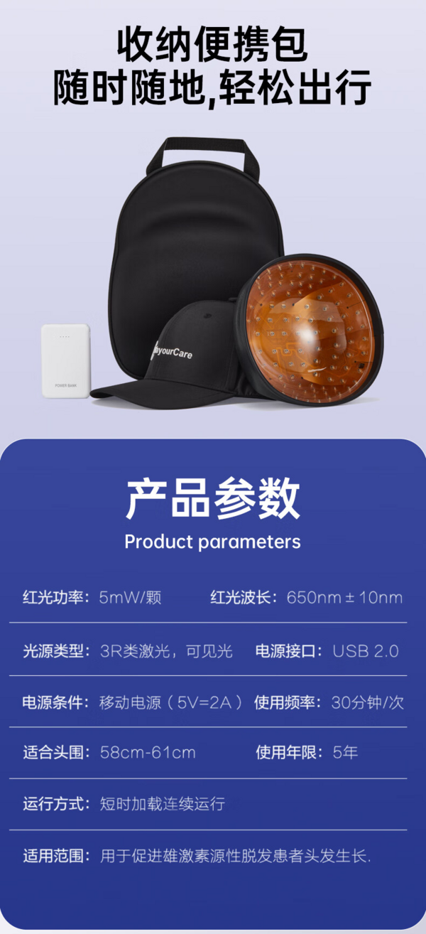 WayourCare 128颗激光生发仪生发帽【旗舰款】 增发密发控油头盔专用防秃神器