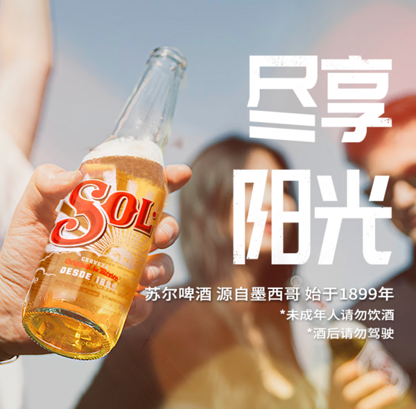 Heineken 喜力 旗下 苏尔（SOL）啤酒 330ml*12瓶整箱装