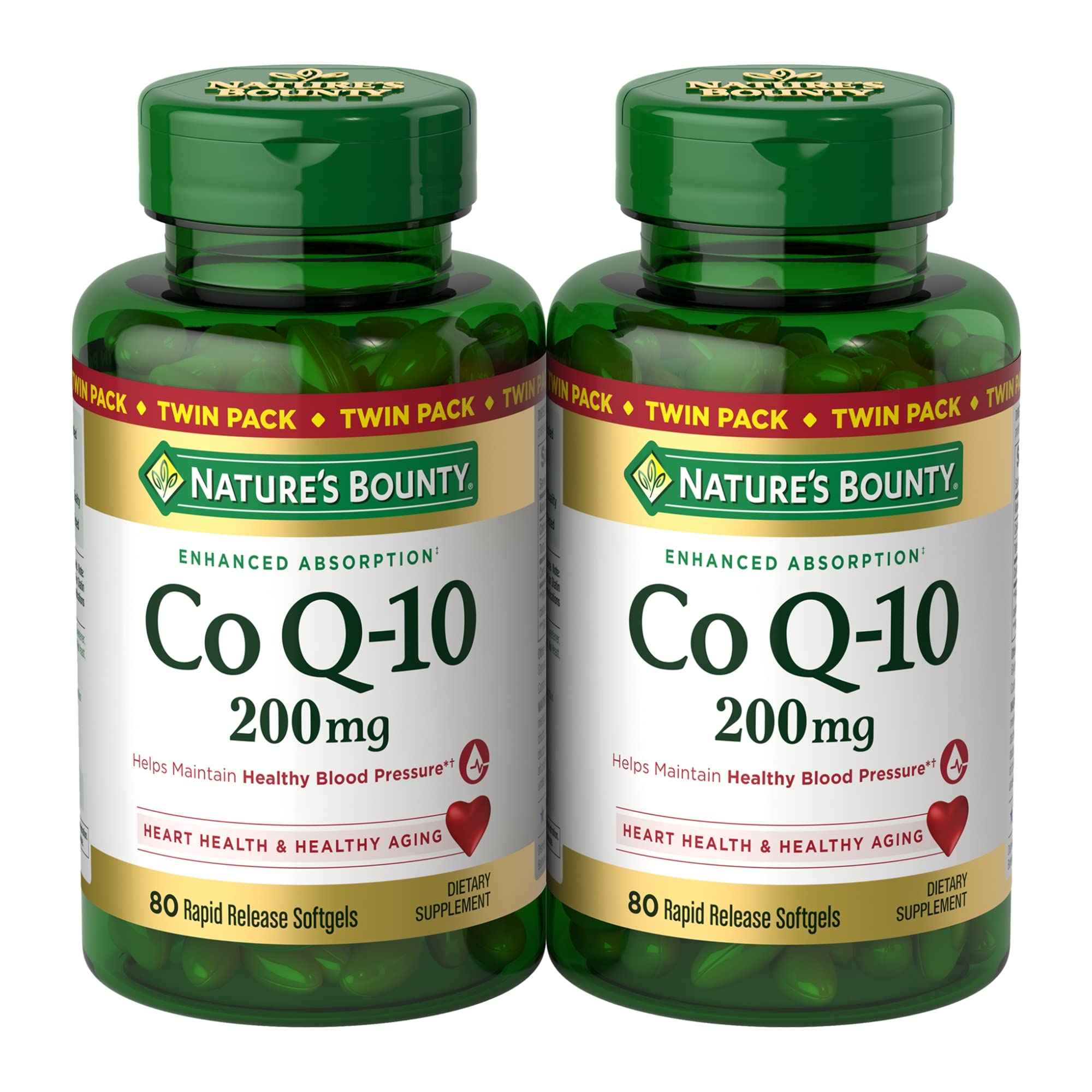 【含税直邮】Natures Bounty 自然之宝 辅酶Q10营养补充剂 80粒软胶囊装 2件装