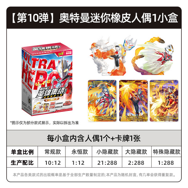 卡游 奥特曼英雄集结系列迷你橡皮人偶第10弹 1小盒