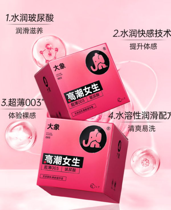 大象 超薄玻尿酸安全套 2只装